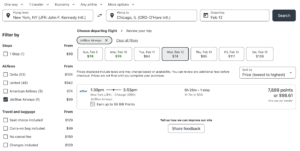 A JetBlue Flight From New York-JFK to Chicago on the Bilt Rewards Travel Portal