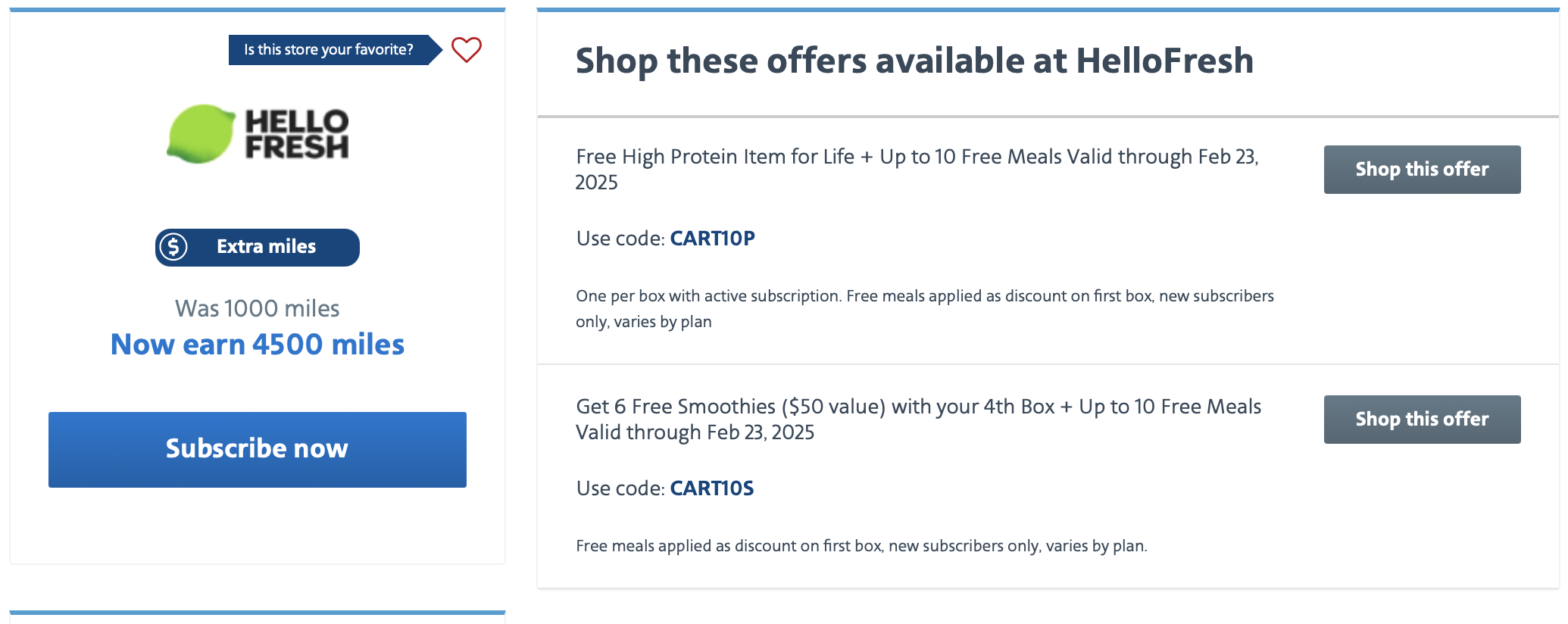AAdvantage eShopping offer for Hello Fresh