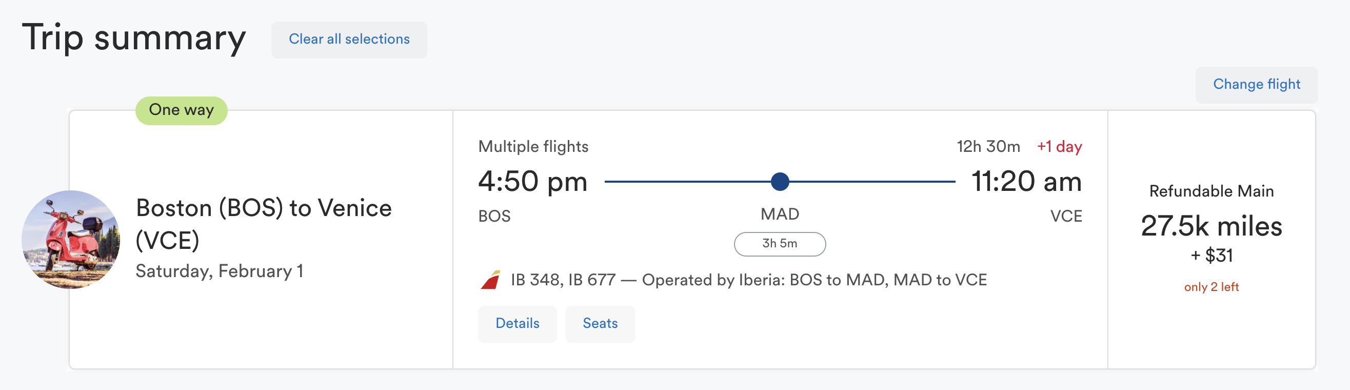 BOS to VCE via MAD bookable through Alaska