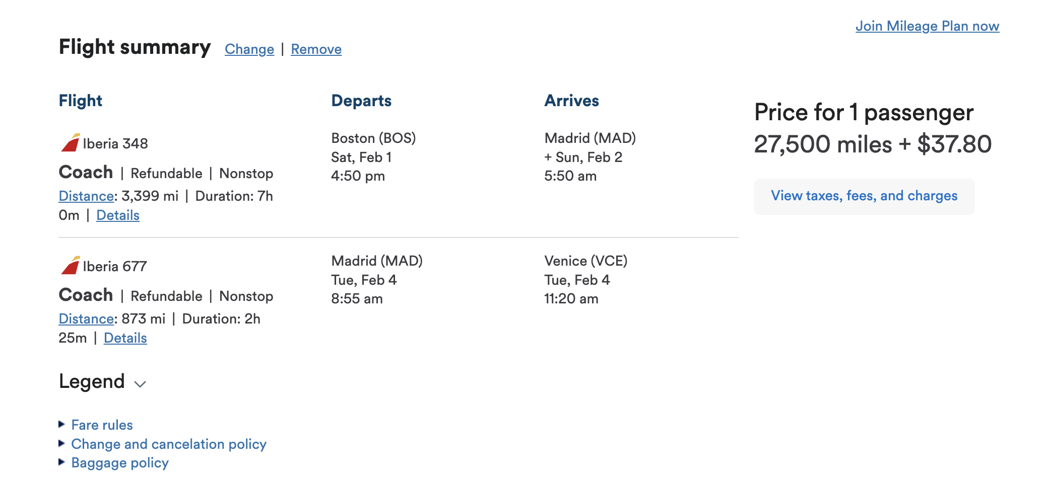 BOS to VCE via MAD bookable through Alaska