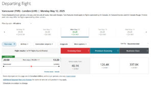 Aeroplan transatlantic economy award from 40k points.