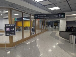 Boston Airport signage toward Terminal E