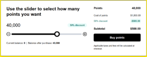 Cost to buy 40,000 Free Spirit points with a 50% discount