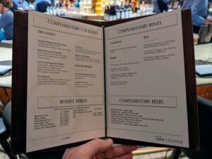 Delta One Lounge Boston drink menu