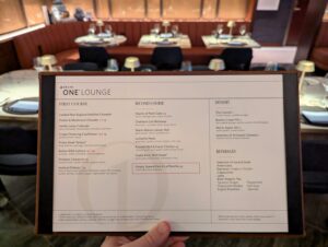 Delta One Lounge Boston opening day menu