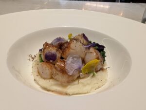 Delta One Lounge Boston scallop dish