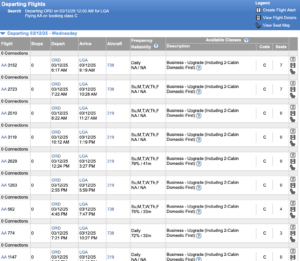 Expert Flyer Search Results