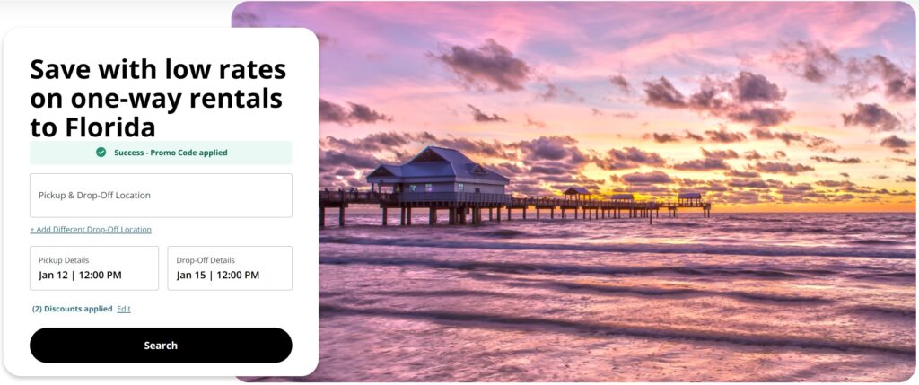 Hertz 25 Discount for One-Way Rentals to Florida Promotion