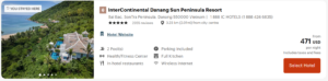 Screenshot showing InterContinental Danang Sun Peninsula Resort award night for $471 including taxes and fees