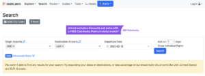 Setting Up a Search on SeatsAero