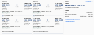 Singapore Airlines Award Ticket Chicago to Honolulu