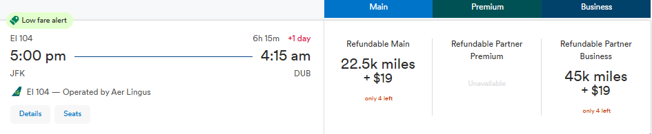 A booking page shows flight options from JFK to Dublin