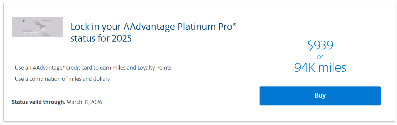 AA offer to buy elite status