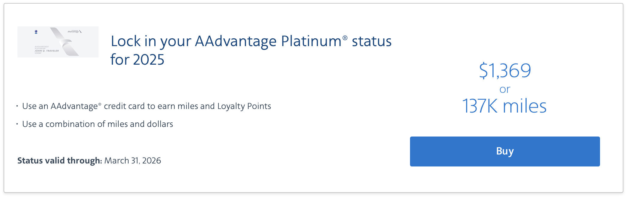 AA offer to buy elite status