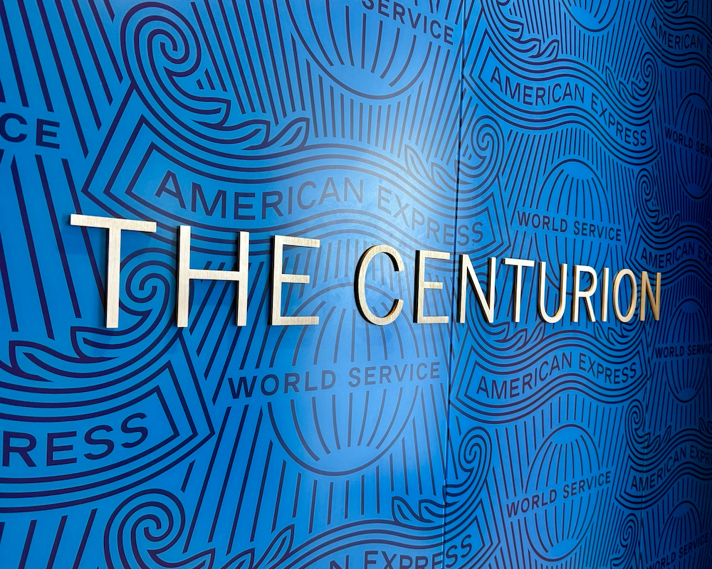 Entrance to an American Express Centurion Lounge.