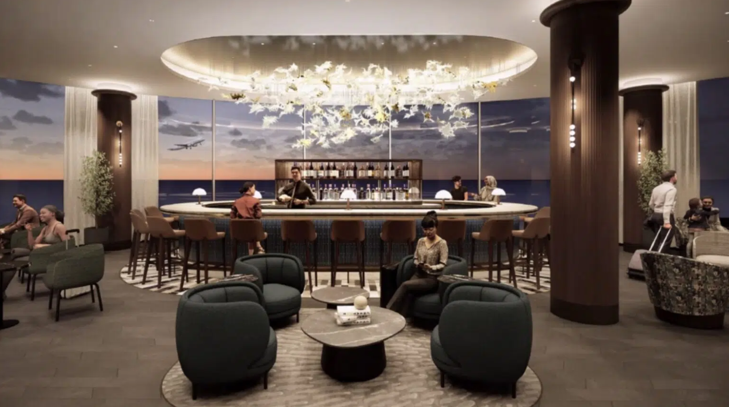 Renderings of the Amex Centurion Lounge in BOS.