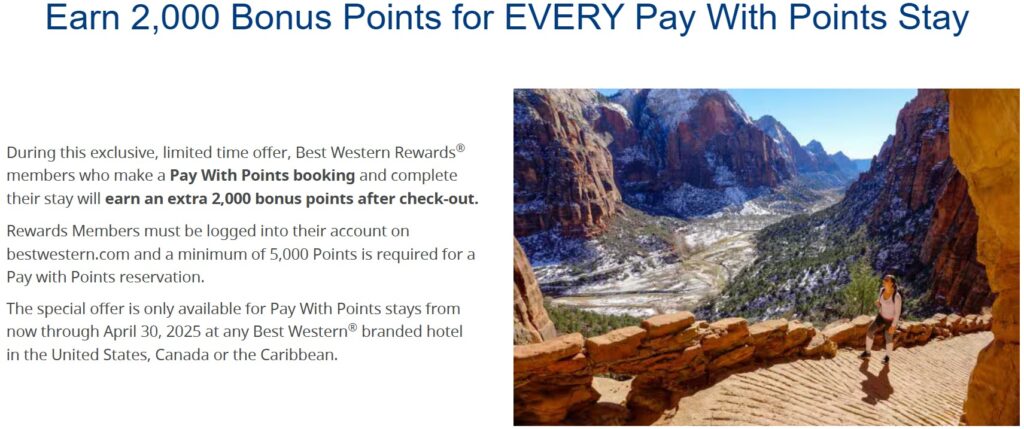 Best Western 2,000 Points on Reward Stays 2025 Promotion