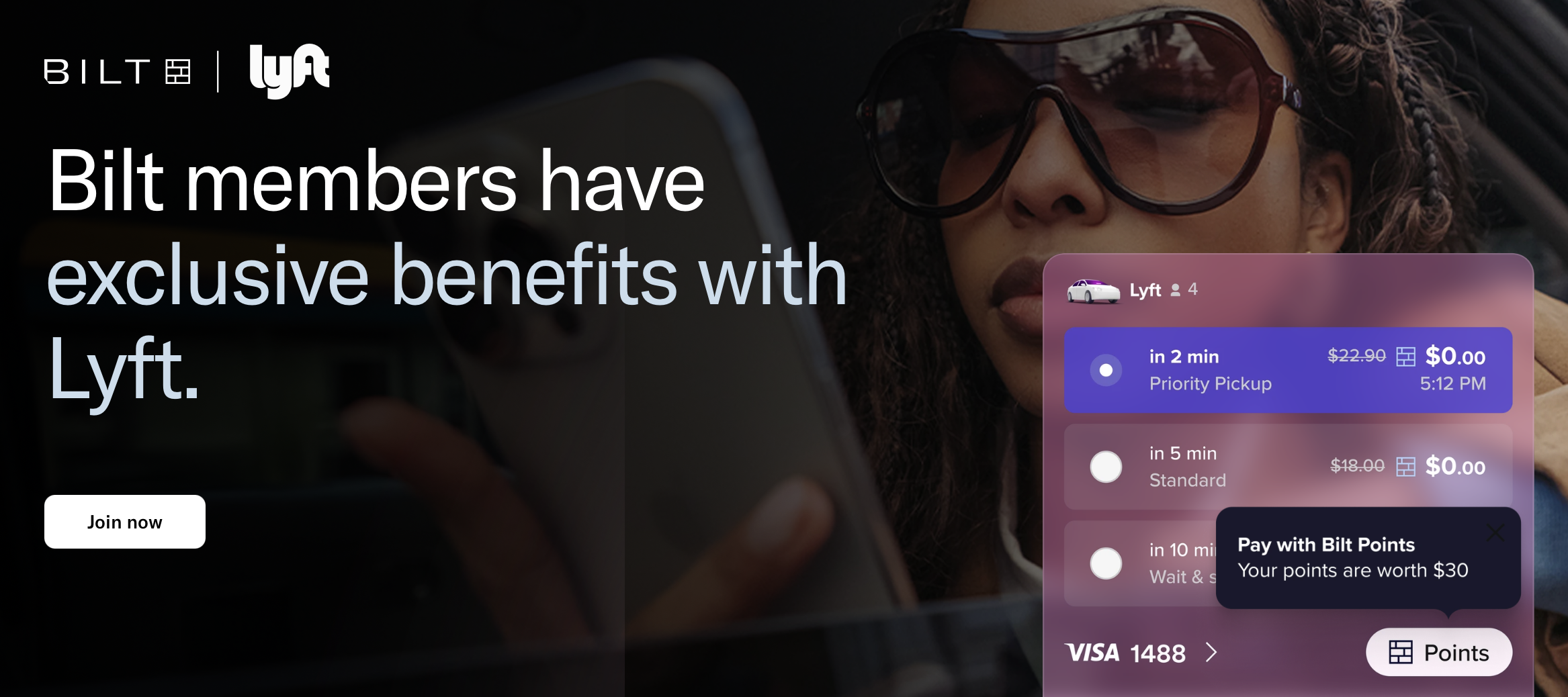 Bilt/Lyft partnership page