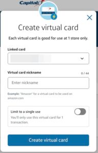 Creating a Capital One Virtual Card