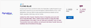 Screenshot showing details of Citi transfer bonus to Flying Blue