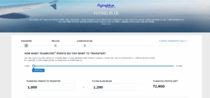 Flying Blue 20% transfer bonus from Citi ThankYou points transfer example