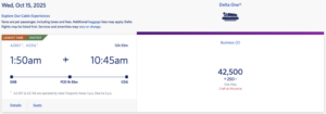 Delta Award Ticket from Dubai to Paris