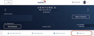 Capital One account landing page