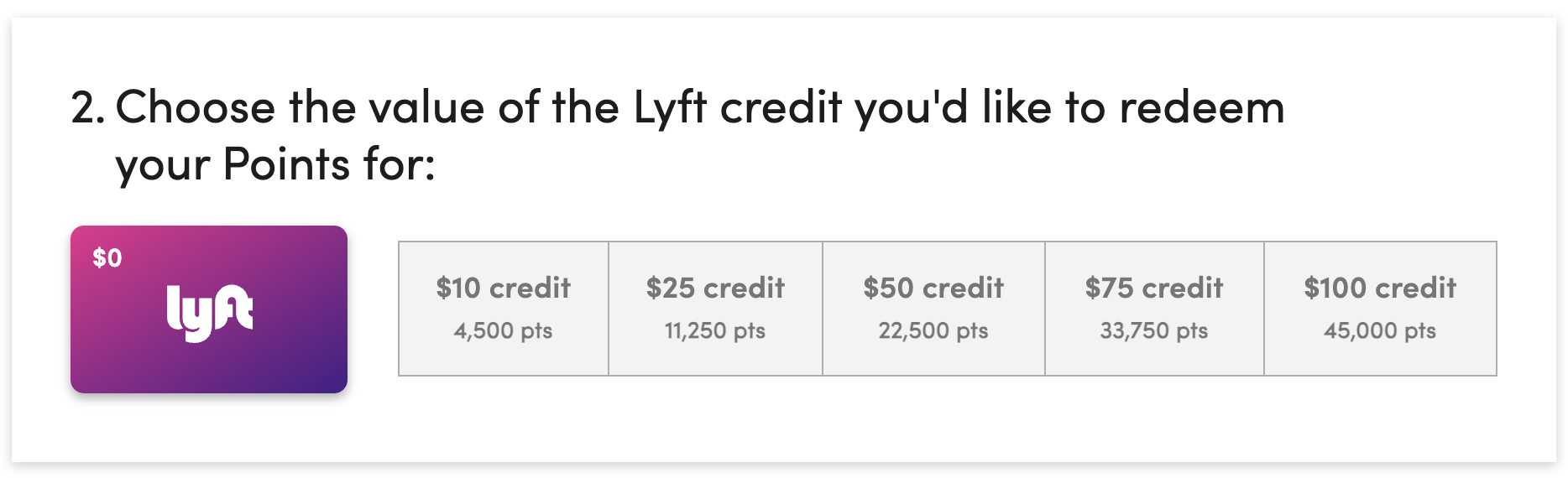 Get a gift card for Lyft by redeeming Hilton points.
