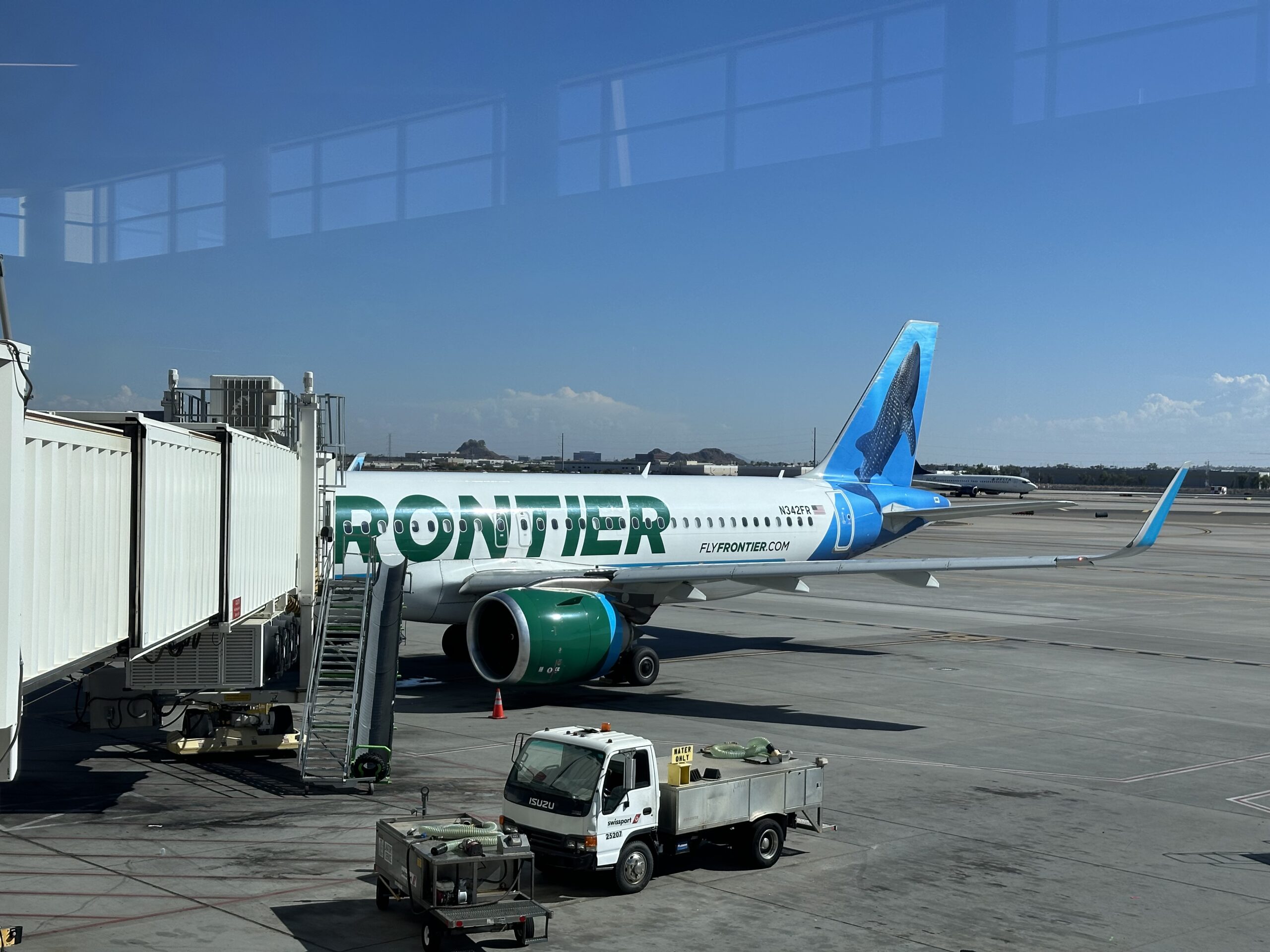 Frontier Airlines jet at PHX airport