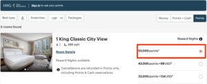 InterContinental San Diego King Classic City View points rate in March.