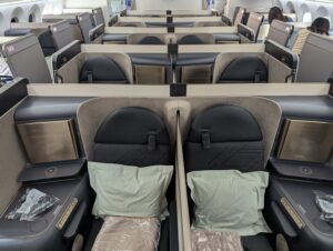 Photo of Korean Air business class seats and cabin on the Boeing 787-10