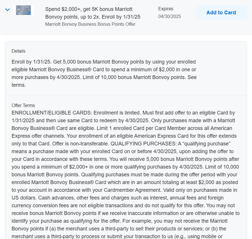 Marriott 5,000 Bonus Points for Amex Spending Promotion