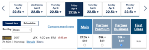 Condor award from JFK to FRA for 55,000 miles via Alaska Airlines.