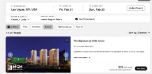 Marriott/MGM search results