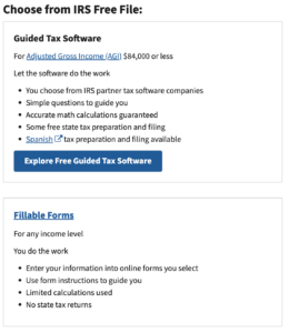 IRS Free File options and details