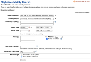 Setting Up A Flight Availability Search on ExpertFlyer