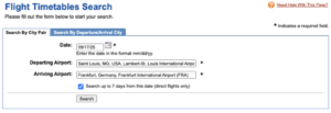 Setting Up A Flight Timetable Search on ExpertFlyer
