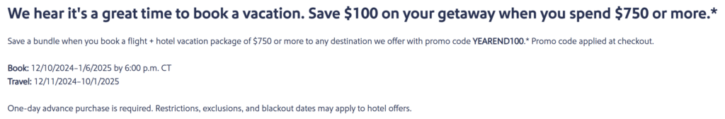 Southwest Vacations 100 Off New Year 2025 Promotion