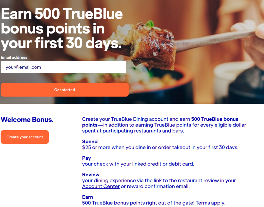 TrueBlue Dining New Member Bonus Jan 2025