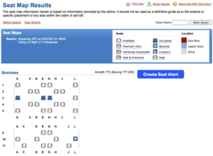 Viewing A Seat Map on ExpertFlyer