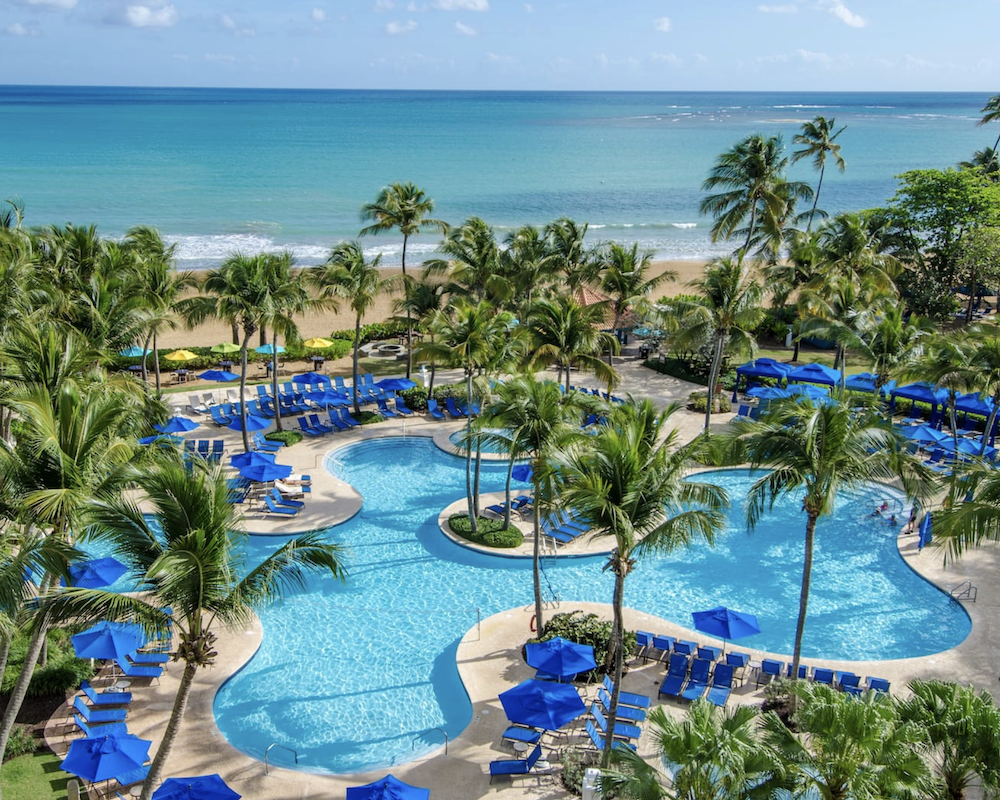 Aerial view of the Wyndham Grand Rio Mar pool