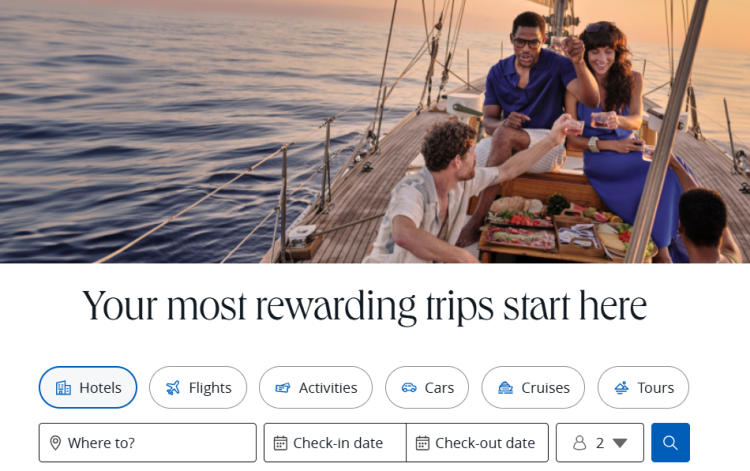 A screen shot shows the Chase Travel Portal main screen