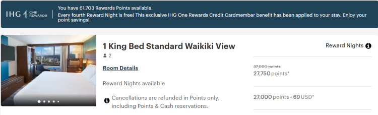 A screen shot shows the booking page for the Holiday Inn Waikiki Beach