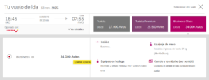 Iberia award flight from ORD to MAD.