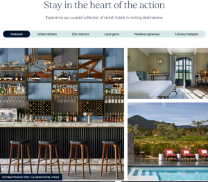 A screenshot of the Capital One Lifestyle Collection webpage