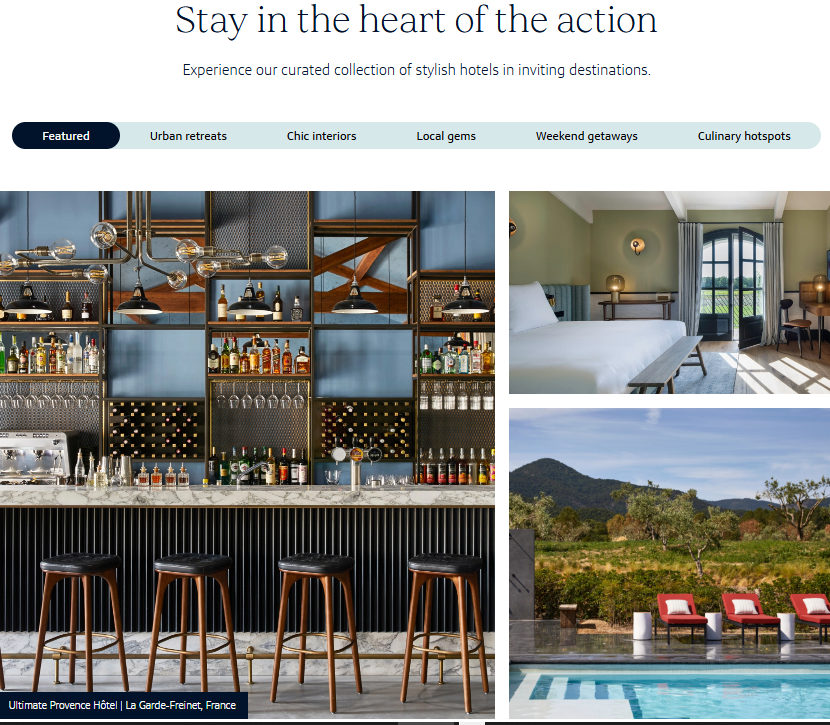 A screenshot of the Capital One Lifestyle Collection webpage