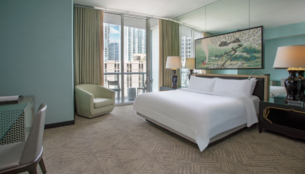 a photo of the inside of a guestroom at the W Miami