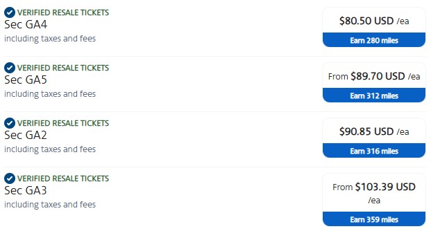 AAdvantage Events Ticket Options