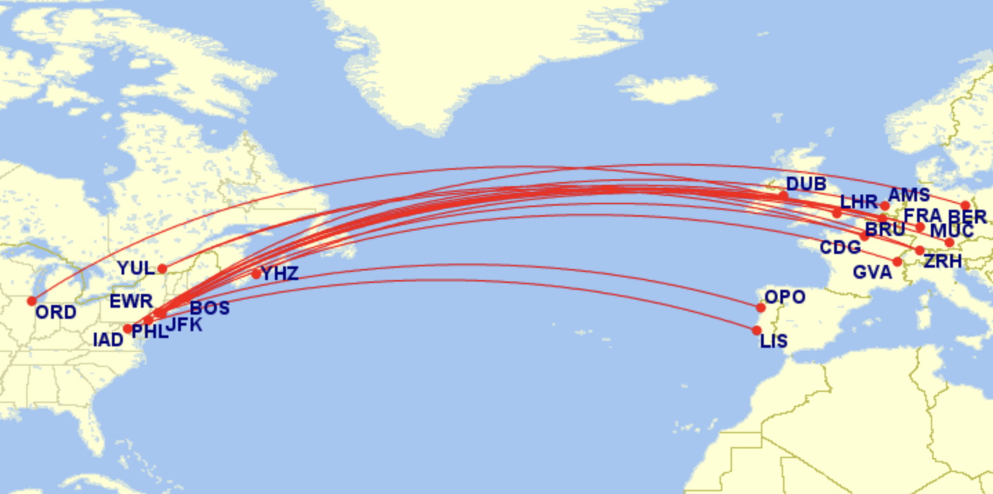 Air Canada business class routes to Europe for 60k.