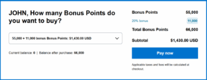 Buy Hyatt points with a 20% bonus